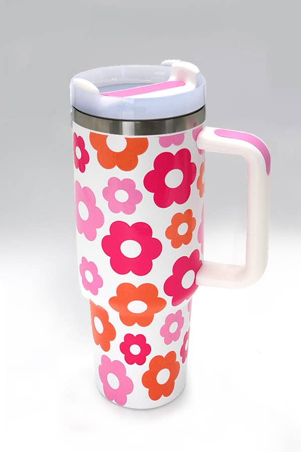 40oz STAINLESS STEEL TUMBLER ALL STYLES | TB40OZ: DAISY FUCHSIA