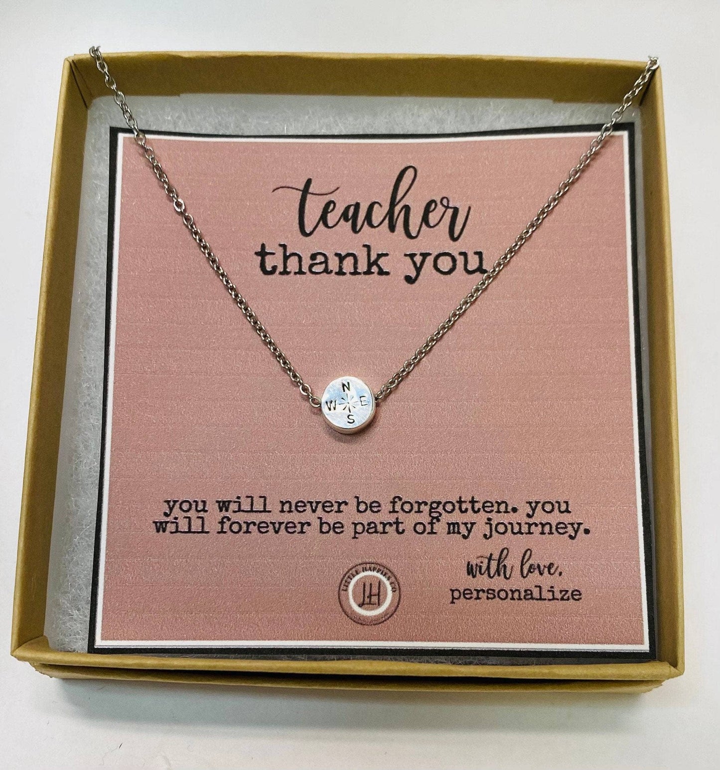 Gift for teacher, Teacher gift, Teacher appreication gift, gift from student, inexpensive teacher gift, compass necklace, teacher gifts