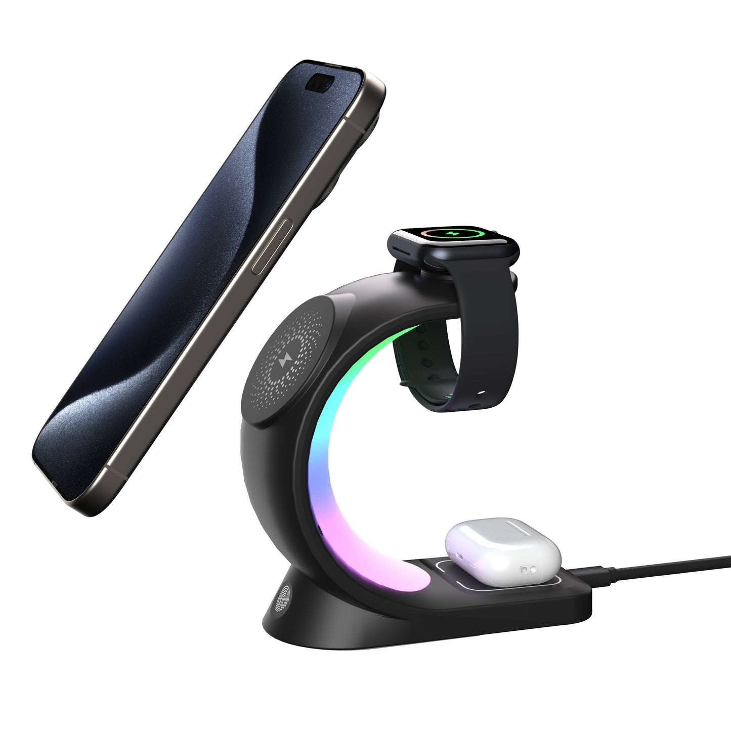 3-in-1 Charger Station w/ Night Lamp & Adapter - Retail Pack