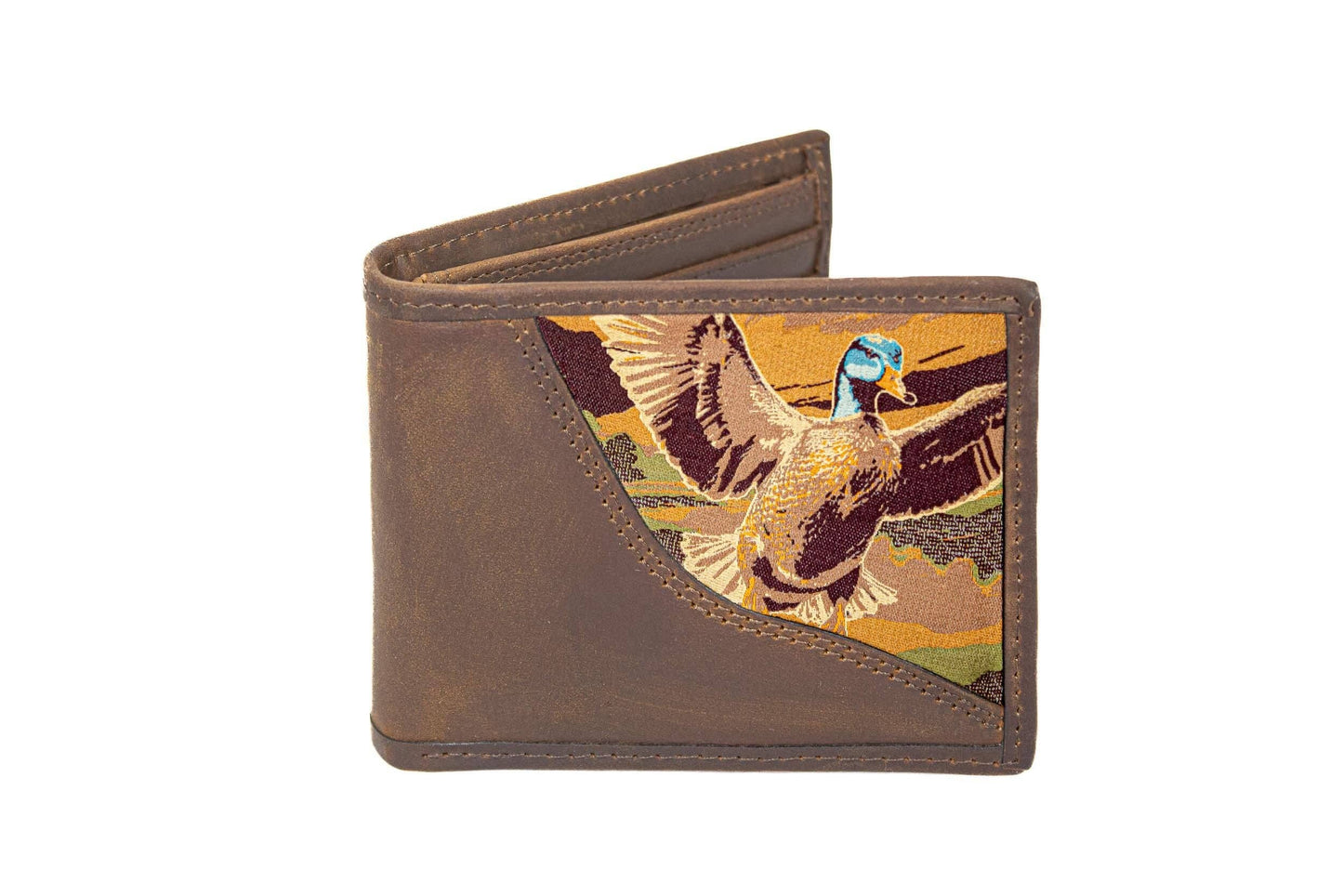 Mallard Men's Bifold Woven Patch Leather Wallet.