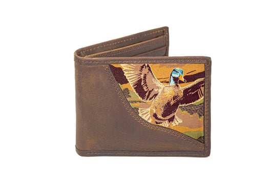 Mallard Men's Bifold Woven Patch Leather Wallet.
