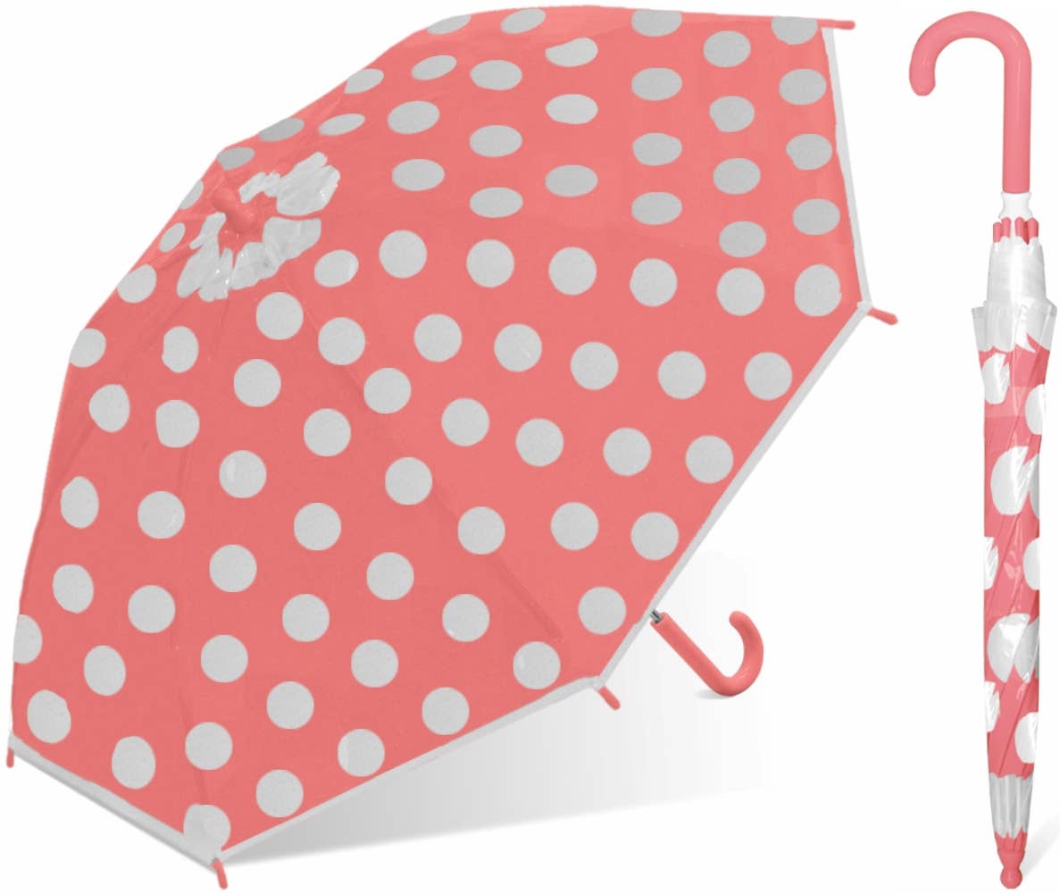 Children Clear Umbrellas w/Assorted Color Polka-Dot Prints