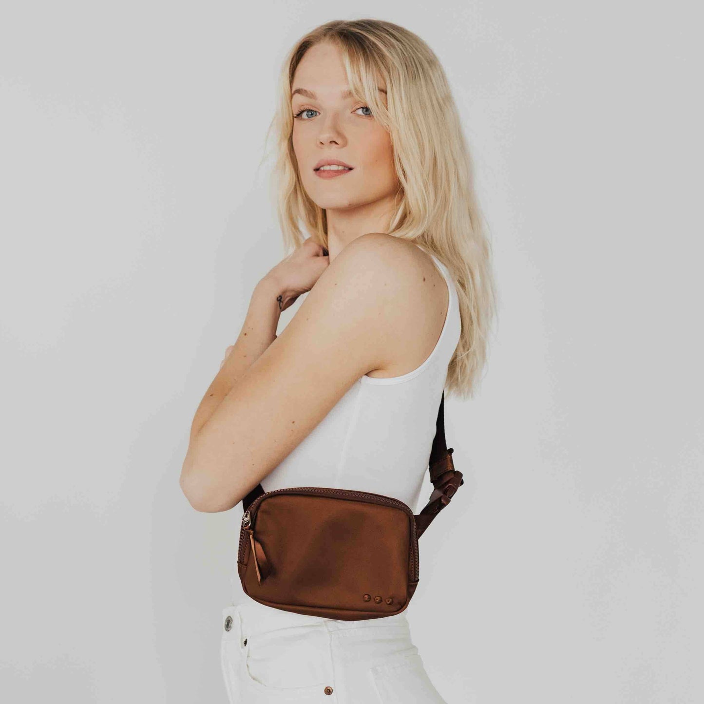 Nadya Nylon Bum Bag: Brown