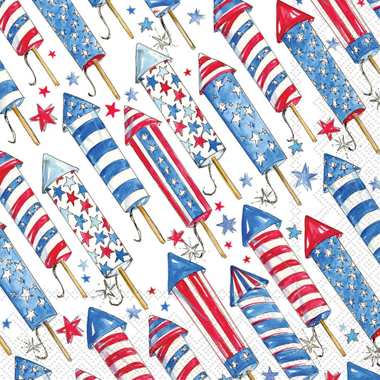 Paper Cocktail Napkins 20 Ct Patriotic Rockets Rosanne Beck