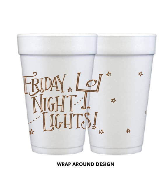 Friday Night Lights (3 colors) | Game Day Foam Cups: Football Brown (10 cups per package)