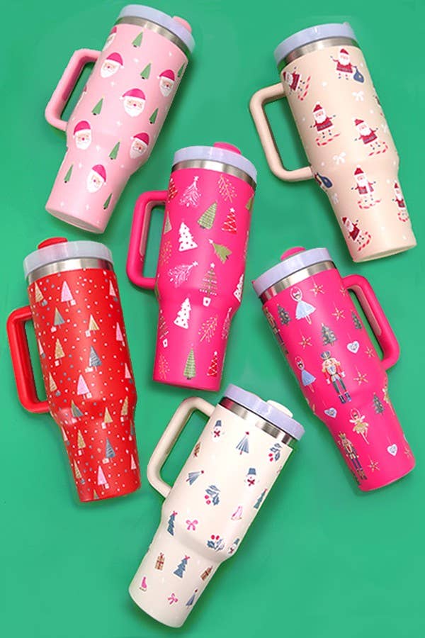 40oz STAINLESS STEEL TUMBLER CHRISTMAS | TB40OZ: XMAS NUTCRAKER FUCHSIA