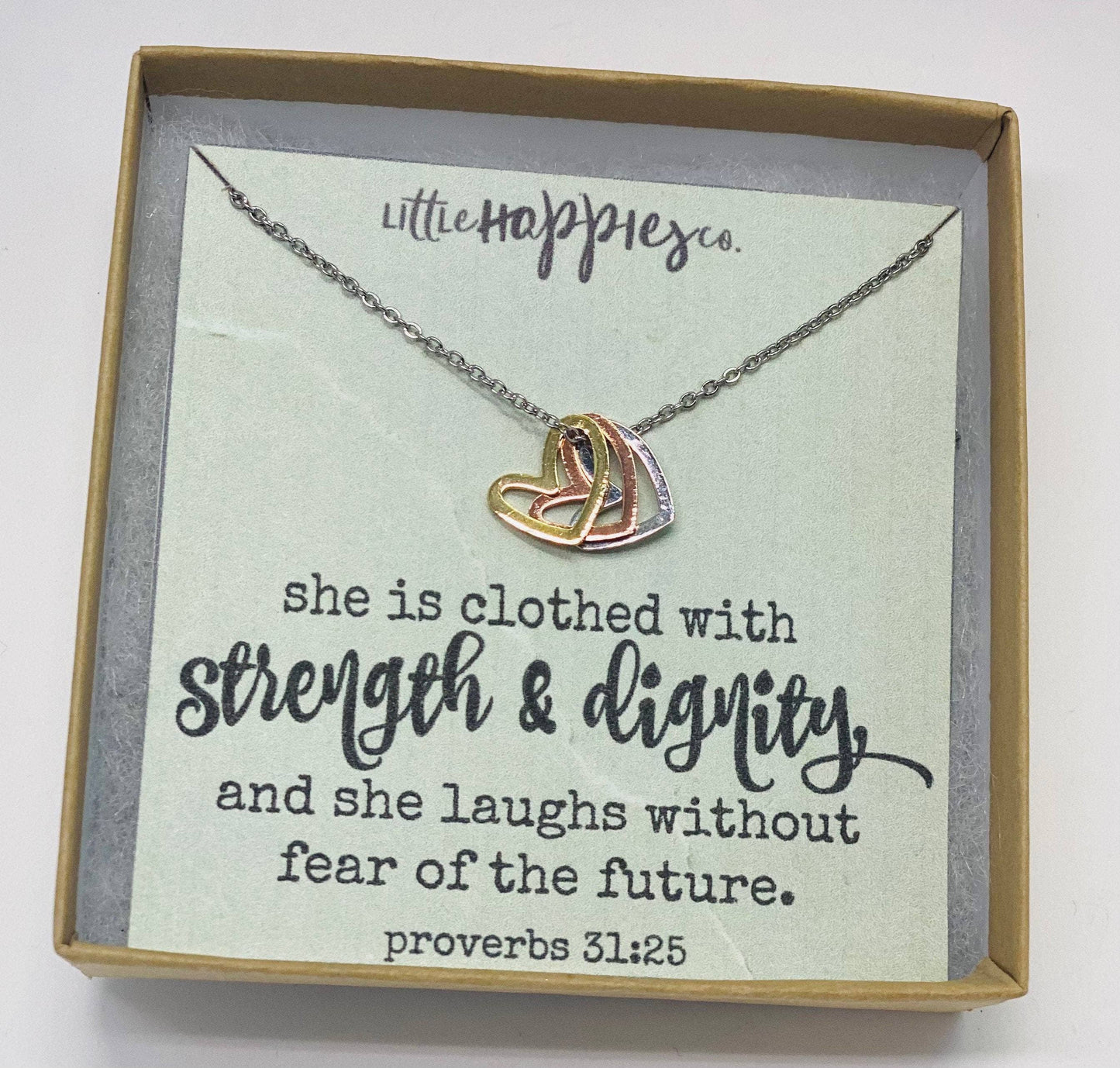 Christian Jewelry, heart necklace, Strength an dignity, Thank you gift, Christian gift, Christian jewelry, Christmas gift, Gift for friend