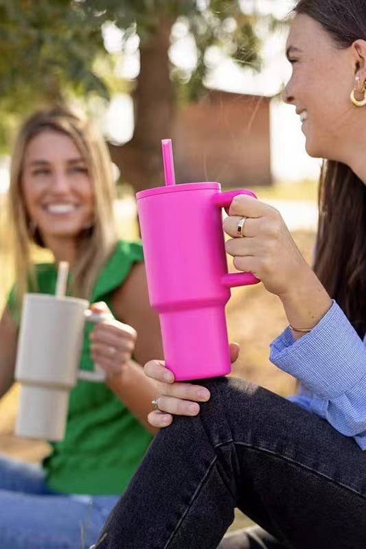 30OZ MODISH TUMBLER WITH STRAW | DT911: LT PINK