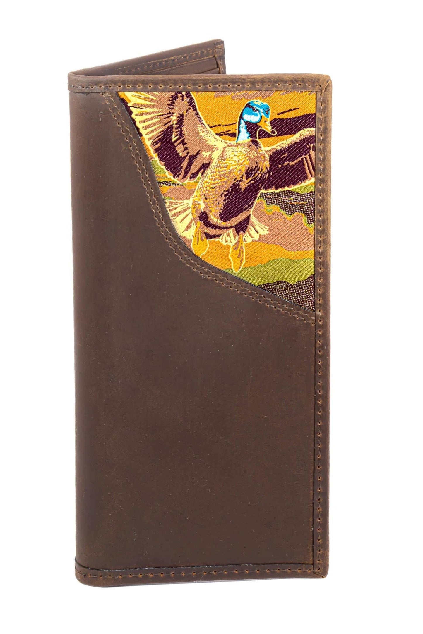 Mallard Men's Secretary Tall Woven Patch Leather Wallet.
