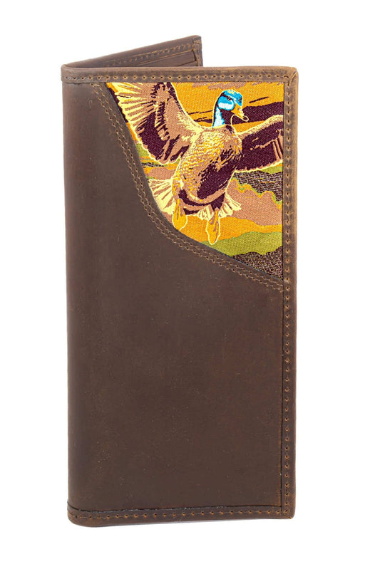 Mallard Men's Secretary Tall Woven Patch Leather Wallet.