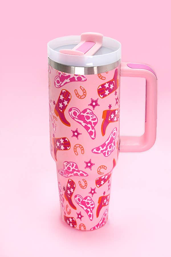 40oz STAINLESS STEEL TUMBLER ALL STYLES | TB40OZ: DAISY FUCHSIA