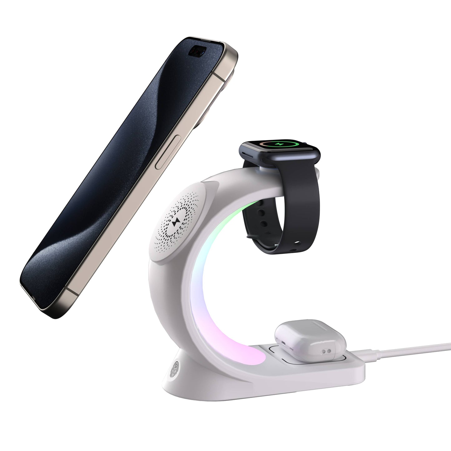 3-in-1 Charger Station w/ Night Lamp & Adapter - Retail Pack