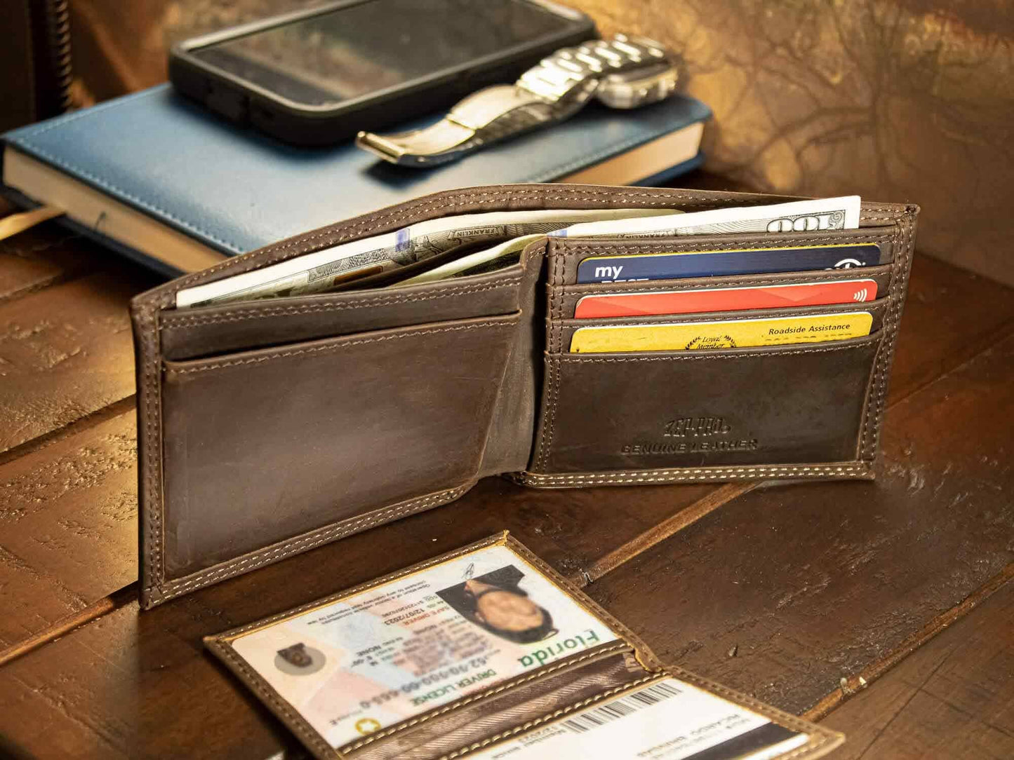 Turkey Men's Bifold Woven Patch Leather Wallet.