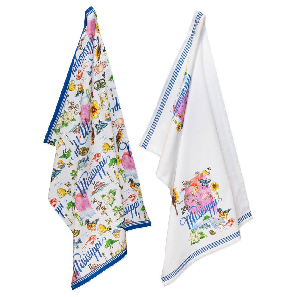 MS Mississippi State Collection 28" Cotton Tea Towels Set/2