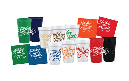 Saturdays in the South | Game Day Cups & Napkins (All): FOAM Cups: Metallic GOLD (10 cups per pack)
