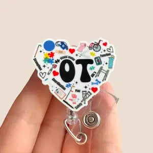 OT Occupational Therapy Medical Badge Reel Holder  : Alligator clip