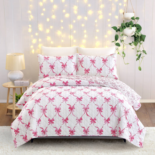 ABIGAIL BOW QUILT SET - Pink - Modern heirloom: FQ