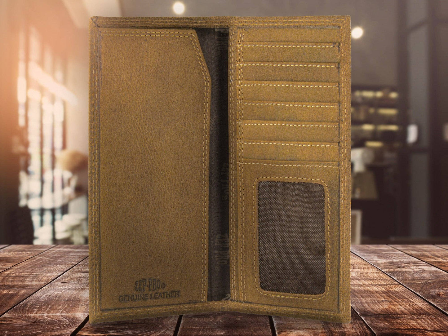 Mississippi State Bulldogs Vintage Tan Leather Secretary Wallet