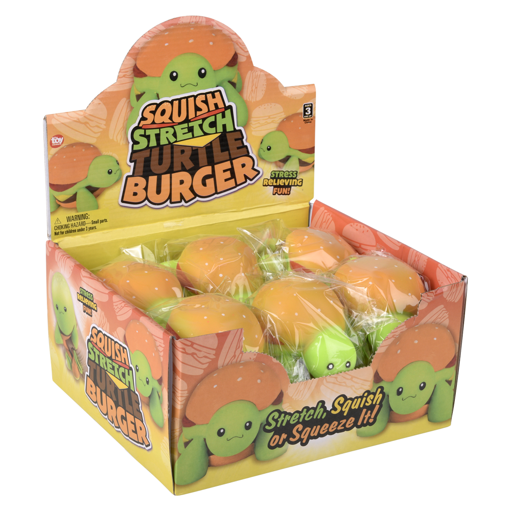 (T) 4" SQUISH AND STRETCH TURTLE BURGER 12CT