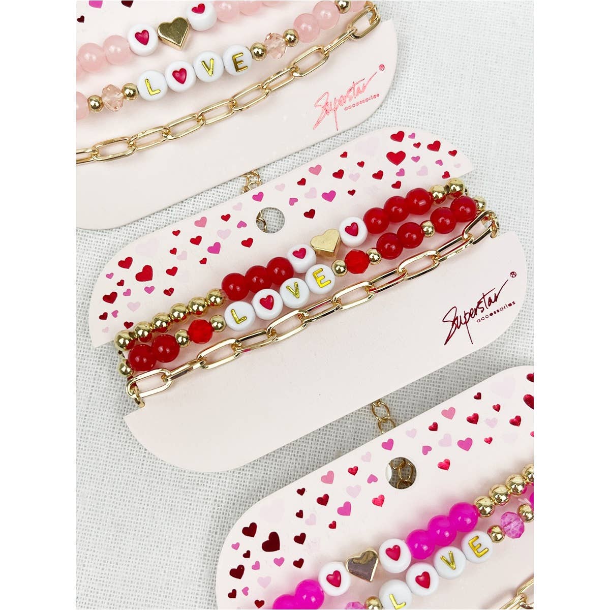 Love Heart Valentine Theme beaded Bracelets: MIX COLOR