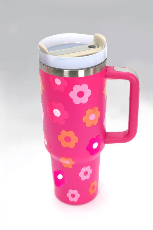 40oz STAINLESS STEEL TUMBLER ALL STYLES | TB40OZ: DAISY FUCHSIA