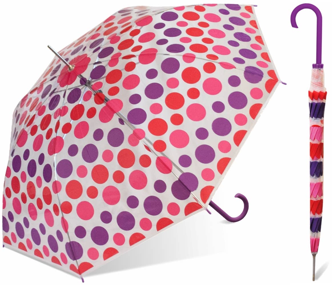 46" Arc Auto Stick Clear Umbrella - Assorted Fashion Prints