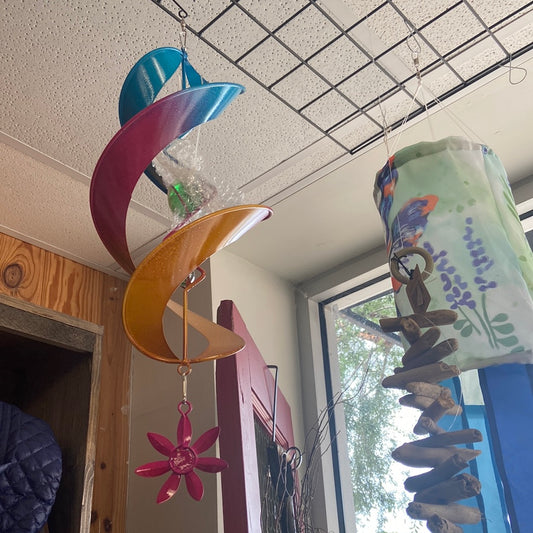 Colorful Spinner Windchime with Flower