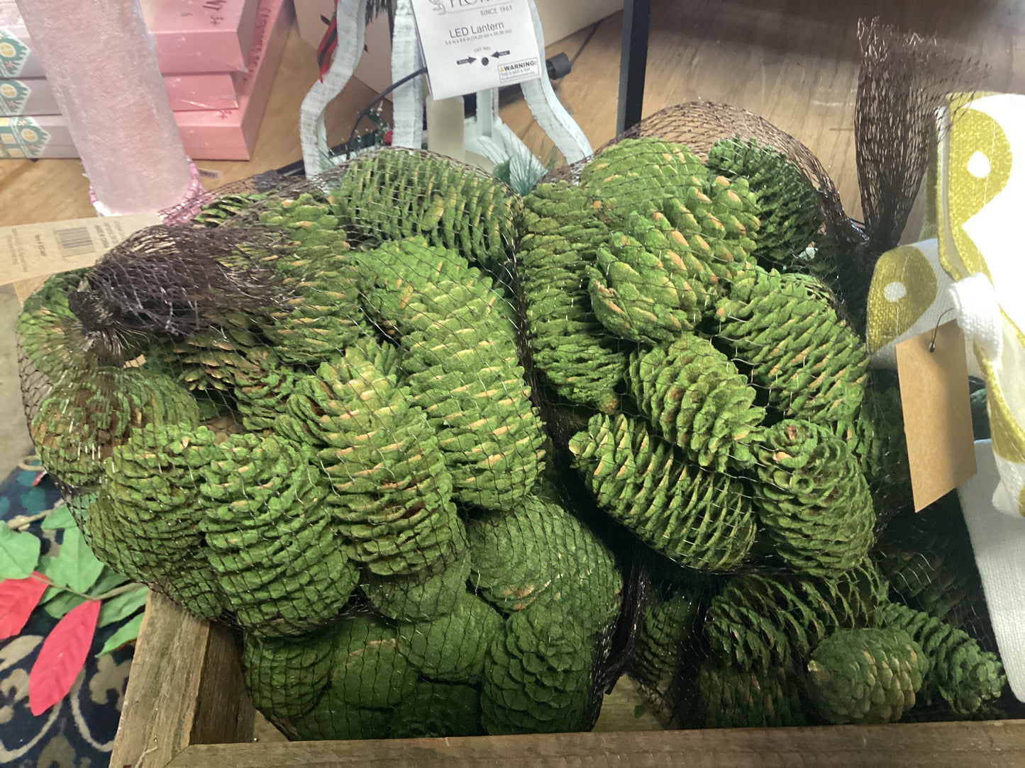 Green Pinecone Decor Set