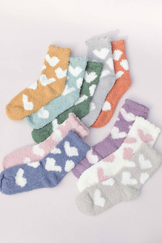 Valentine's Heart Socks Fuzzy Socks: Seafoam