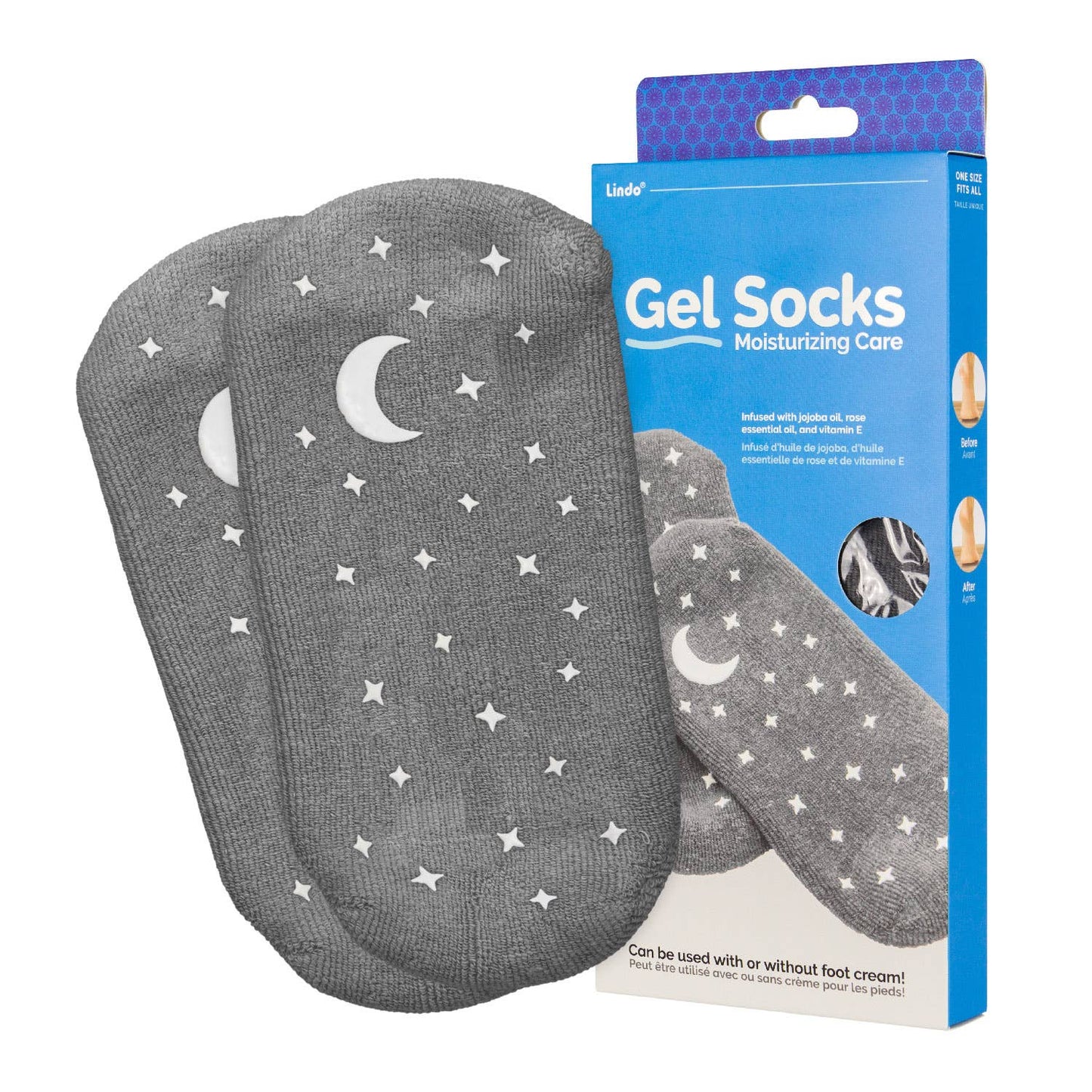 Lindo Gel Socks with Essential Oil Infused Gel Lining: Rose in Gray.