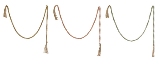 Paulownia Wood Beads with Jute Tassels