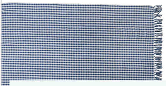 Woven Recycled Cotton Blend Throw w Fringe Gingham