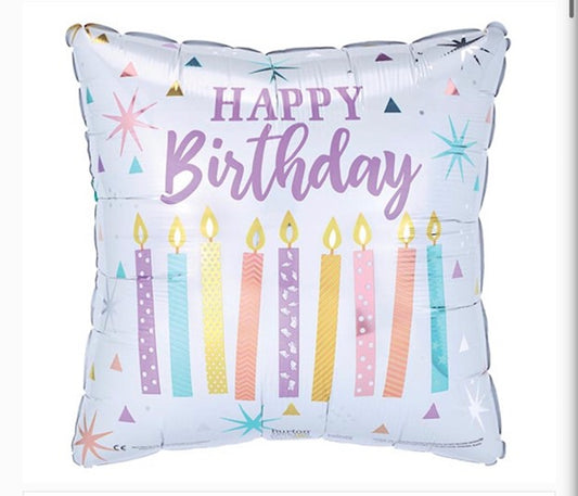 Happy Birthday Candle Square Balloon